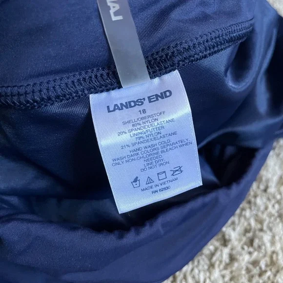 Lands' End Swimsuit Navy Blue White Polka Dot Tankini Top 18D and Skirt 18 - Picture 9 of 9